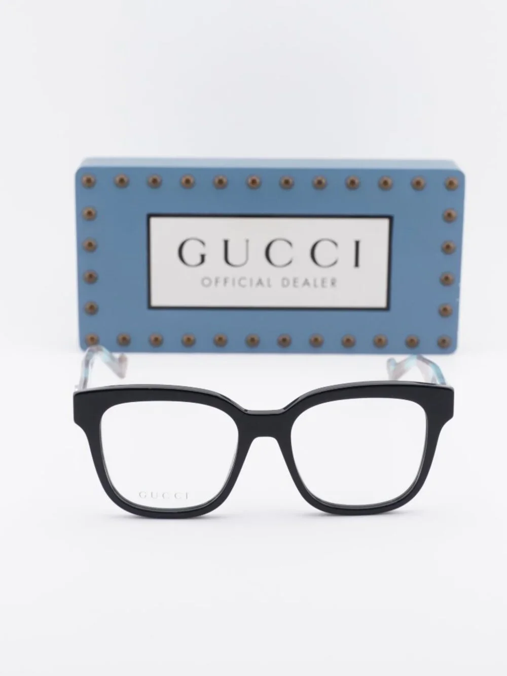 Gucci GG0958O 017 Square Eyeglasses 52mm - Black/Blue Havana